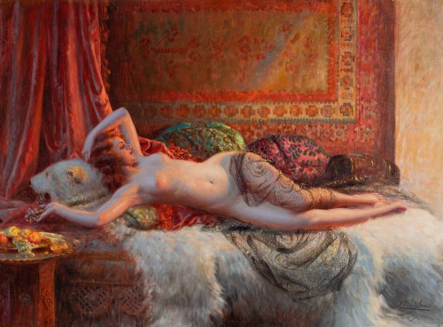Delphin Enjolras (1857-1945)  - Jeune femme nue dans un décor orientaliste