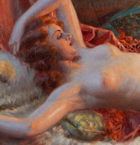 Antiquités - Delphin Enjolras (1857-1945) - Jeune femme nue dans un décor orientaliste