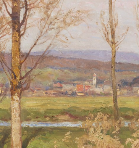 Tableaux et dessins Tableaux XIXe siècle - Emile Isenbart (1846-1921) - Bord de rivière dans le Doubs