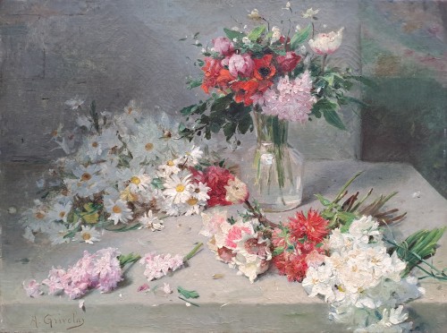 Antoine Grivolas (1843-1906)  Vase et Jeté de fleurs