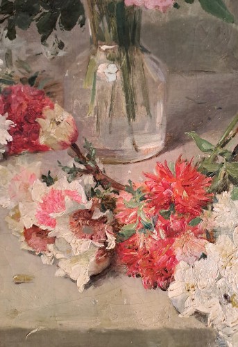 XIXe siècle - Antoine Grivolas (1843-1906)  Vase et Jeté de fleurs