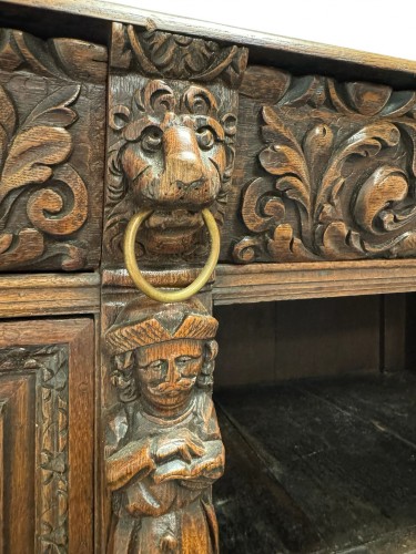 Furniture  - 17th Century, Richly Carved Bruges Cabinet