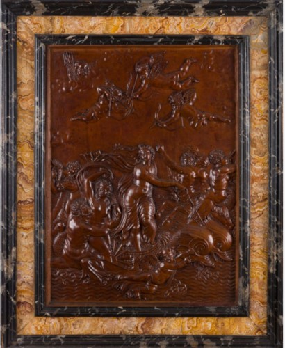 Renaissance walnut panel of the triumph of Galatea 