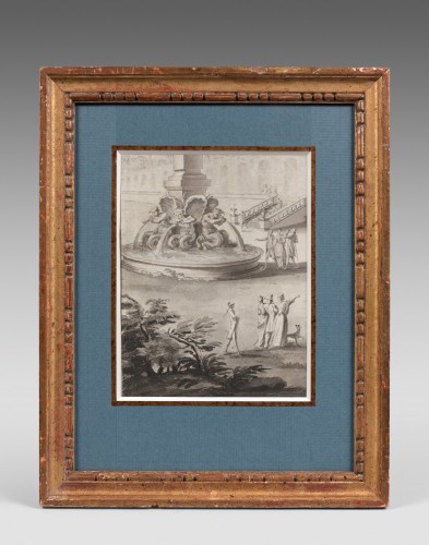 Artiste anonyme français du XVIIIe siècle - Caprice Rococo - Tableaux et dessins Style Louis XV