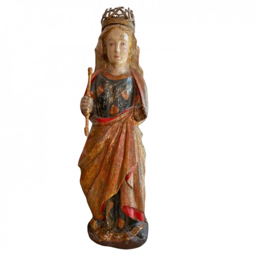 Vierge gothique catalane Bois polychrome