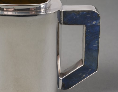 Antiquités - Christian Dior 20e - Service à thé sur son plateau en argent massif et lapis lazuli
