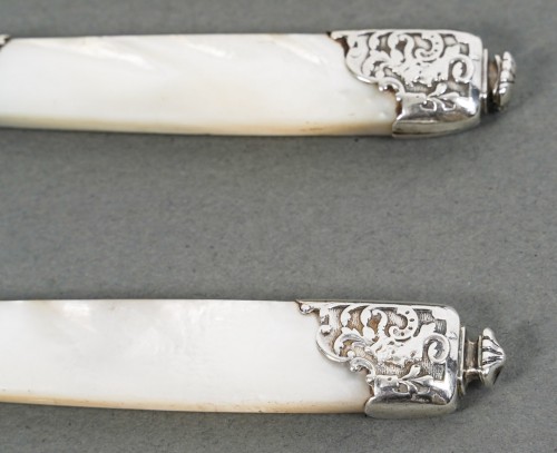 20th century - Goldsmith Merite - Set Of 36 Mother-of-pearl And Silver Knives Late 19th 