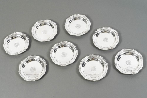 Orfevre Henin - Suite Of Eight 20th Century Sterling Silver Bottle Coasters - 