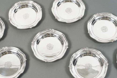 Antiquités - Orfevre Henin - Suite Of Eight 20th Century Sterling Silver Bottle Coasters