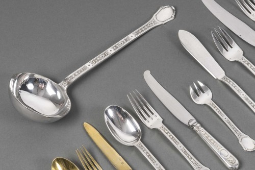 silverware & tableware  - Jean Tetard - Housewife 162 pieces solid silver model &quot;Versailles&quot; 20th 