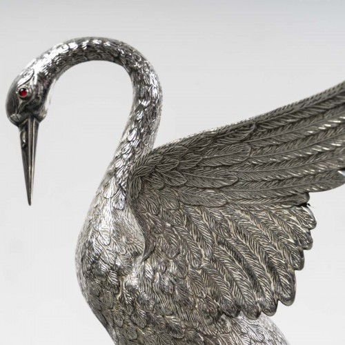 Heron in solid silver, Spain 20th - silverware & tableware Style 50