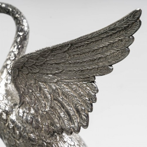 silverware & tableware  - Heron in solid silver, Spain 20th