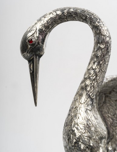 Heron in solid silver, Spain 20th - 