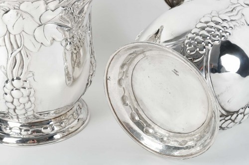 Art nouveau - Jean Serriere - Pair of Solid Silver Coolers Around 1900/1920