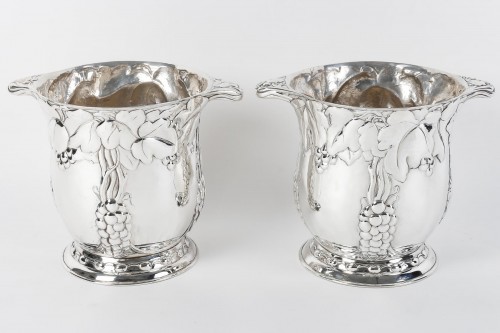 Antiquités - Jean Serriere - Pair of Solid Silver Coolers Around 1900/1920