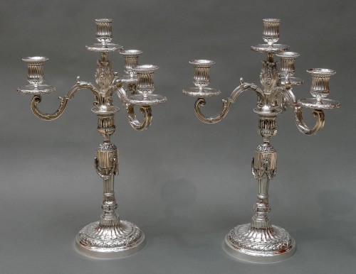 G. SIGNARD - Pair of solid silver candelabra 19th century