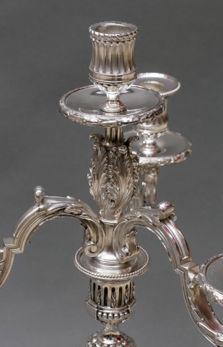 G. SIGNARD - Pair of solid silver candelabra 19th century - silverware & tableware Style Napoléon III