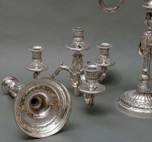 19th century - G. SIGNARD - Pair of solid silver candelabra 19th century