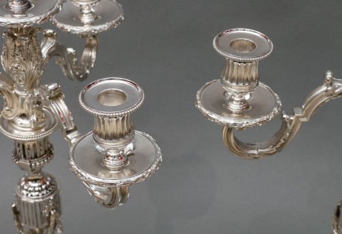 G. SIGNARD - Pair of solid silver candelabra 19th century - Napoléon III