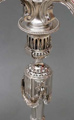 Antiquités - G. SIGNARD - Pair of solid silver candelabra 19th century