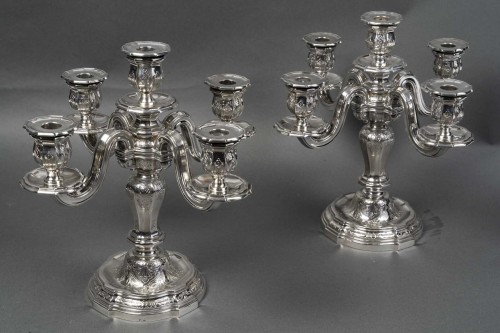 Tetard à Paris – Paire de Candélabres en argent massif vers 1925