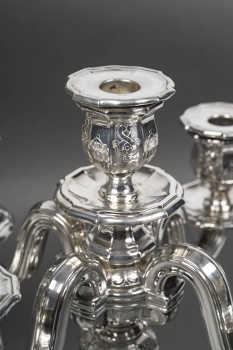 TETARD à PARIS – Paire de Candélabres en argent massif vers 1925 - Emmanuel Redon Silver Fine Art