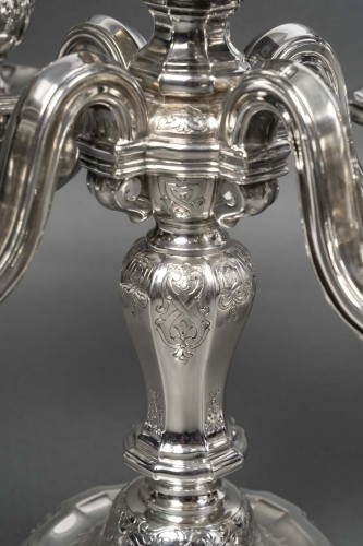 Art Déco - TETARD à PARIS – Paire de Candélabres en argent massif vers 1925