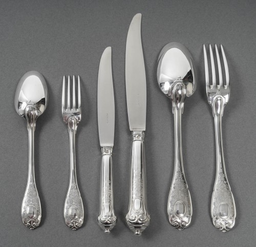 Jean Puiforcat –72-Piece Solid Silver Cutlery Set Elysée  Model