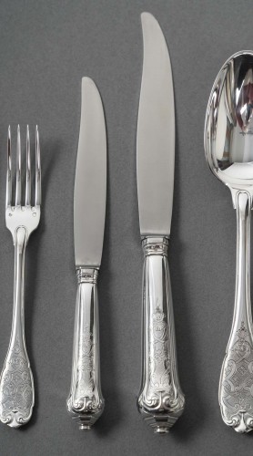 silverware & tableware  - Jean Puiforcat –72-Piece Solid Silver Cutlery Set Elysée  Model