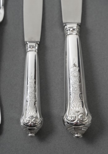 Jean Puiforcat –72-Piece Solid Silver Cutlery Set Elysée  Model - Art Déco