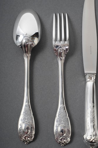 Antiquités - Jean Puiforcat –72-Piece Solid Silver Cutlery Set Elysée  Model