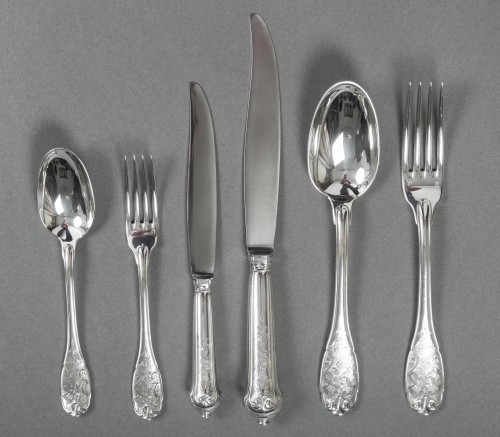 Antiquités - Jean Puiforcat –72-Piece Solid Silver Cutlery Set Elysée  Model