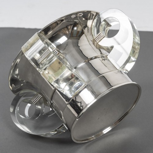 Jean Elisee Puiforcat – Centre de table Art Deco en argent et cristal - Emmanuel Redon Silver Fine Art