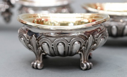 silverware & tableware  - Odiot – Pair of Double Salt Cellars + Two Individual 19th Century Silver