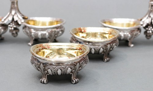 Odiot – Pair of Double Salt Cellars + Two Individual 19th Century Silver - 