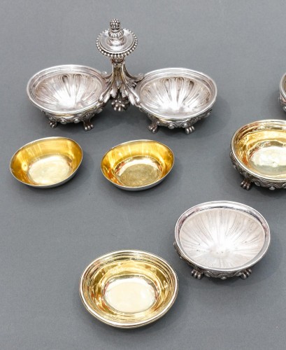 Napoléon III - Odiot – Pair of Double Salt Cellars + Two Individual 19th Century Silver