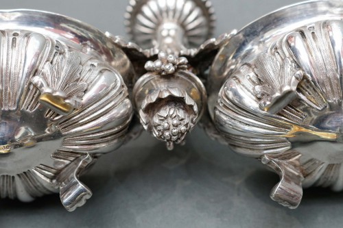 Antiquités - Odiot – Pair of Double Salt Cellars + Two Individual 19th Century Silver