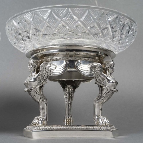 Gustave ODIOT – Paire de coupes argent et cristal Baccarat XIXé - Argenterie et Arts de la table Style Napoléon III