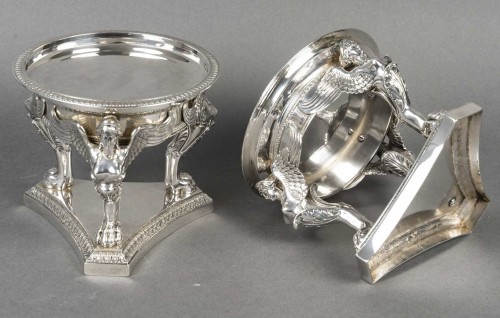 XIXe siècle - Gustave ODIOT – Paire de coupes argent et cristal Baccarat XIXé