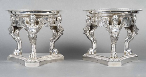 Gustave ODIOT – Paire de coupes argent et cristal Baccarat XIXé - Napoléon III