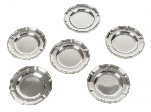 Twelve solid silver plates 20th century Cardeilhac