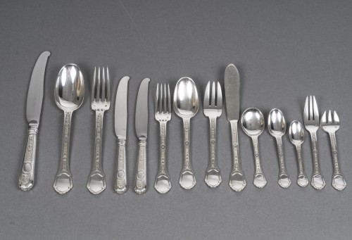 187-piece solid silver cutlery set, “Versailles” model by Tetard Frères - silverware & tableware Style Art Déco