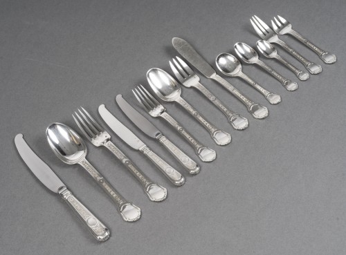 silverware & tableware  - 187-piece solid silver cutlery set, “Versailles” model by Tetard Frères