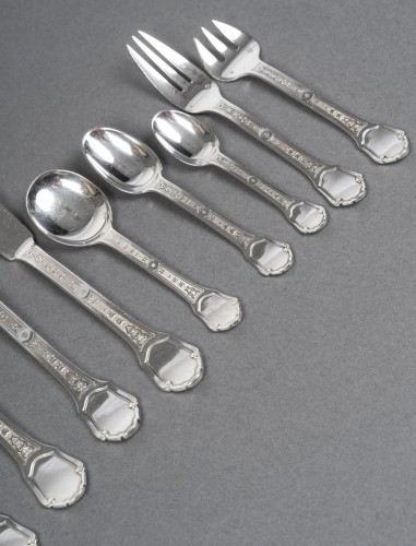 187-piece solid silver cutlery set, “Versailles” model by Tetard Frères - Art Déco