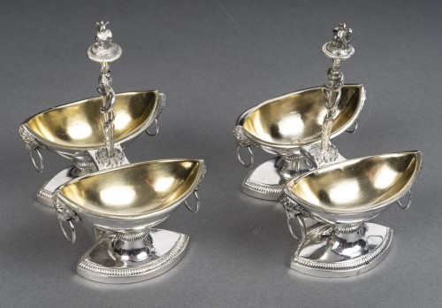 jean charles cahier Pair of double silver salt cellars 1st empire period - 