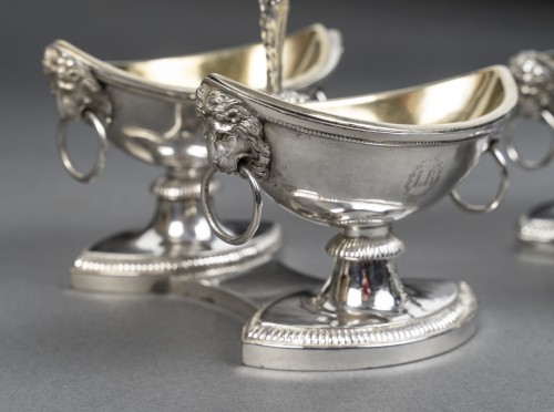 19th century - jean charles cahier Pair of double silver salt cellars 1st empire period