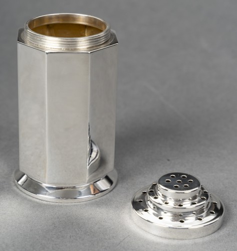 olier &amp; caron - Solid Silver Salt Shaker Period 1930 - silverware & tableware Style Art Déco