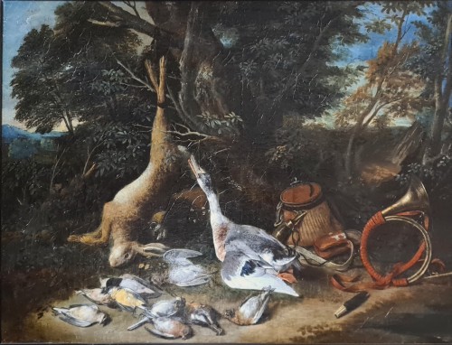 Nature morte aux gibiers, attribué à Adrian de Gryef - Tableaux et dessins Style 