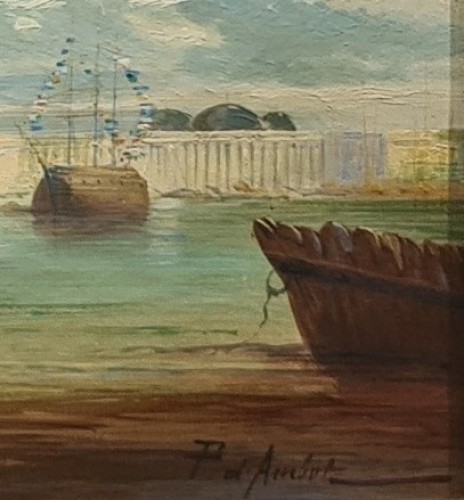 Tableaux et dessins Tableaux XIXe siècle - Vue de Venise avec gondole, P. d'Ambel