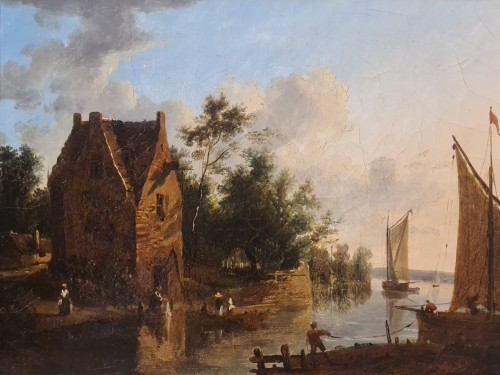 Paysage fluvial, Victor de Grailly (1804-1889) - Tableaux et dessins Style 